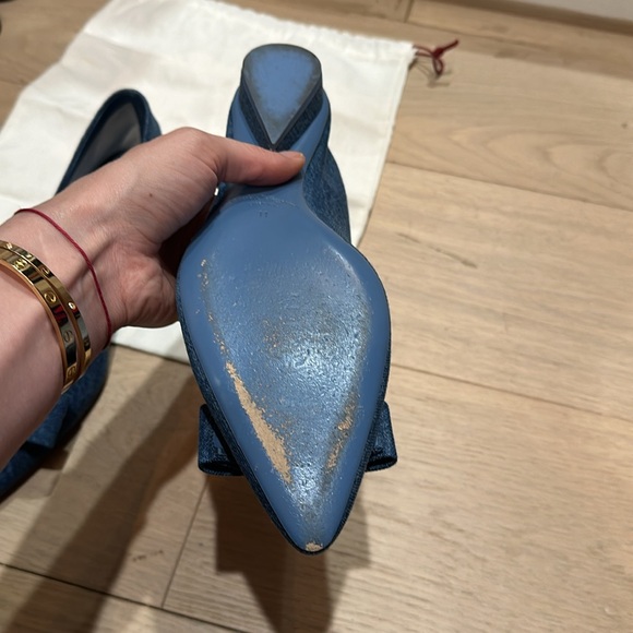 Salvatore Ferragamo Denim Viva Bow Ballerina Flats Size 11 - Picture 7 of 7